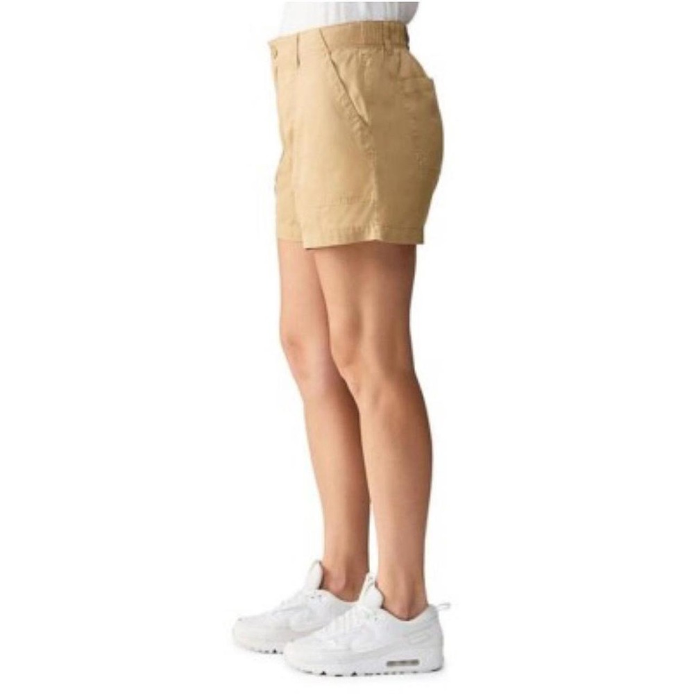 NWT Social Standard By Sanctuary Fortune Tan Khaki Tencel Mid Rise Shorts